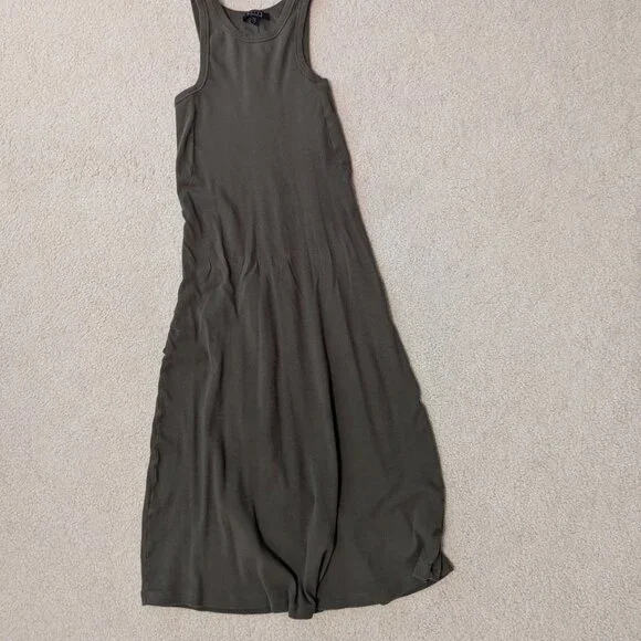 AYR The Metro Ribbed Knit Stretch Jersey Tank Midi Dress In Green Juice Size S - Picture 4 of 4